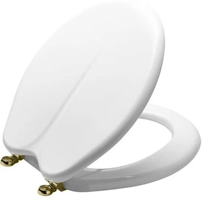 "Asiento de inodoro de repuesto Kohler Fleur blanco con bisagras de latón 5-1/2"" - 4617" Foto 1 de 2