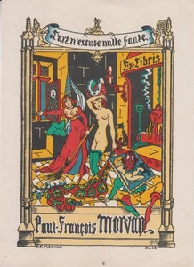 Ex-libris Paul-François MORVAN Cliché ipse fecit 1949 L'art n'excuse nulle faute - Picture 1 of 2
