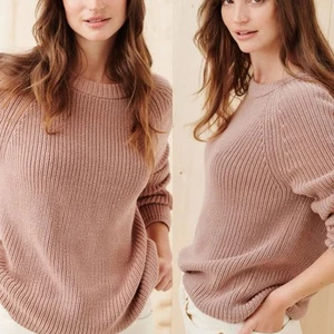 Jenni Kayne Fischerpullover Baumwolle Rose Langarm Rundhalsausschnitt Größe Small - Bild 1 von 12