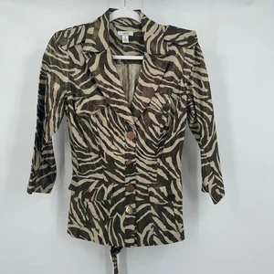 Cache Damen Y2K Safari Zebra Jacke Gr. S Vintage Maximalist Statement Metallic - Bild 1 von 7
