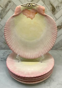 FIVE Dodie Thayer Pink Scallop Shell Plates - 8" x 8" - Picture 1 of 4