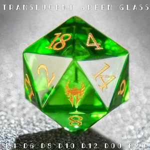 RPG Würfelset Dnd Grün Glas DSA Rollenspiele Roll W4 W6 W8 W10 W00 W12 W20 - Picture 1 of 6