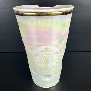 STARBUCKS 2017 Dream Moon Iridescent Pearl Double Wall Ceramic Tumbler Mug 10oz - Picture 1 of 13