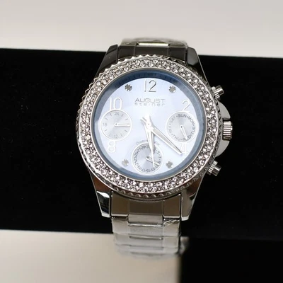 NEW August Steiner AS8100SSSLB Women's Diamond Blue Dial Stainless Steel New - Image 1 of 4