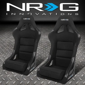 2 X NRG BUCKET RACING SEATS FIBER GLASS/STEEL+ADJUSTER MOUNTING BRACKET+CUSHION - Bild 1 von 7
