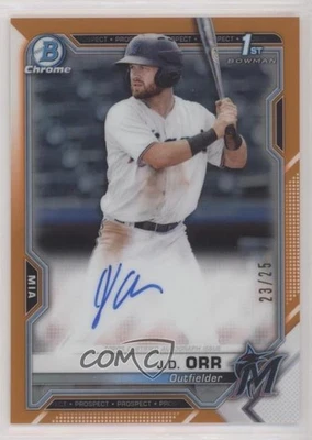 2021 Bowman Chrome Prospect Auto Orange Refractor /25 JD Orr #CPA-JO Auto - Image 1 of 2