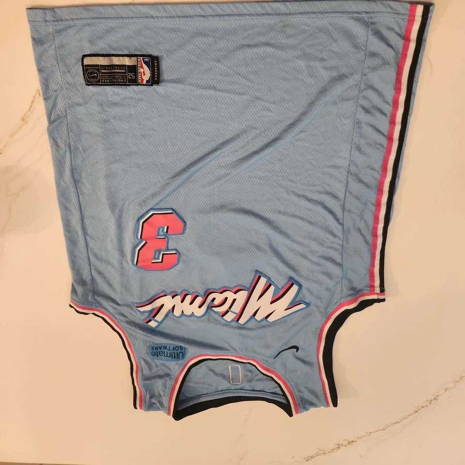 🔥RARE Authentic Nike Wade Miami Heat Vice Blue Pink Butler Jimmy Jersey Size 52 - Image 1 of 4