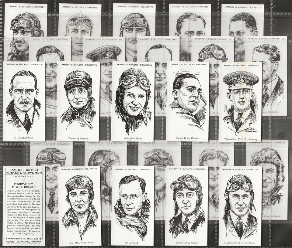 LAMBERT AND BUTLER-FULL SET- FAMOUS BRITISH AIRMEN AND WOMEN (25 CARDS) - Image 1 of 1