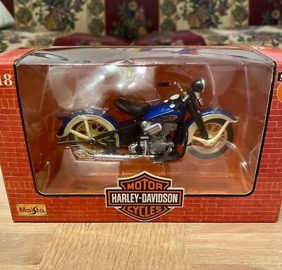 🔥 Harley-Davidson 1936 EL Knucklehead motocicleta diecast 1:18 réplica azul Foto 1 de 2