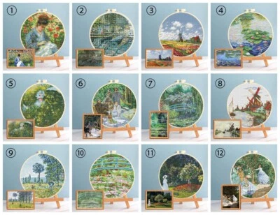 Monet Cross stitch Water Lilies Embroidery patterns 12 pdfs on USB Flash Drive - Image 1 of 4