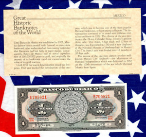 Great Historic Banknotes Mexico 1970 1 Peso P-59l.2 Serie BIN UNC E705821