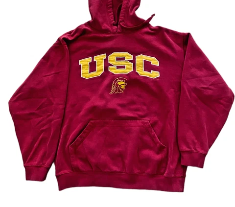 USC Trojans NCAA Football Pullover Cardinal & Gold Hoodie Kangaroo Pocket Small Cover