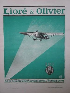 1924 PUB Leo LIORE OLIVIER AVION / SOCIETE MOTEURS SALMSON AVIATION HALLO AD - Foto 1 di 2