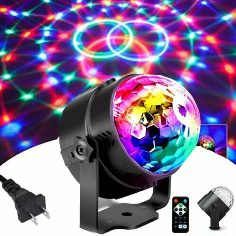 RGB Strobe LED Disco Party Lights DJ Dance Ball Light Sound Activated KTV Lamp - Image 1 of 4