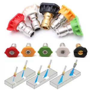 Juego de 5 boquillas de puntas de pulverización de lavadora a presión de conexión rápida de 1/4 pulgadas Kit de alta potencia - Imagen 1 de 12