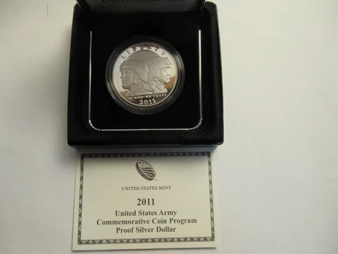 2011 US Mint Proof Silver Dollar US Army, US mint pkg w/COA Cover
