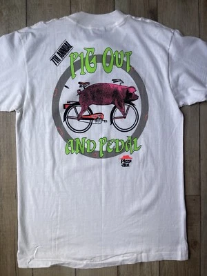 Camiseta vintage años 90 PIZZA HUT PIG OUT PEDAL DIMO CICLISMO 7º ANUAL ANGUSTIADA L Foto 1 de 4