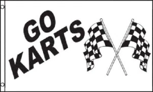 GO KARTS Flag Cart Advertising Banner Race Amusement Park Racing Checkered 3x5 - Picture 1 of 1