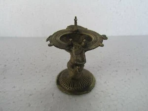 Old Brass Engraved Handcrafted Oil Lamp With Peacock Figurine Crafted - Picture 1 of 11