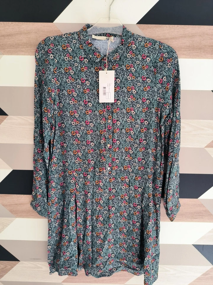 robe acoté bleu fleurs taille 1 - Photo 1/3