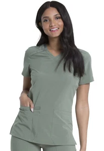 Dickies Scrubs EDS Essentials V Neck Top DK615 OLV Olive Free Shipping - Picture 1 of 5