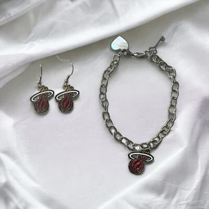 Miami Heat Bracelet and Dangle Earrings-Stainless Steel & Nickel Free - Picture 1 of 1