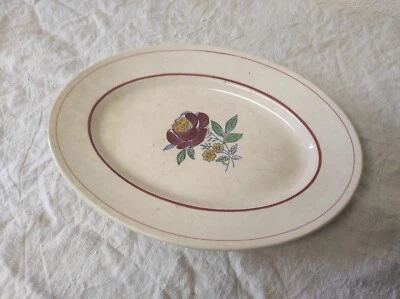 Ancien Plat de service en céramique ovale Gien LINETTE - Photo 1/4
