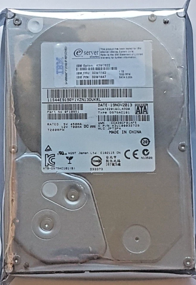 1 TB SATA IBM 43W7622 7200rpm Simple Swap HDD 3,5 Internal Hard Drive New - Image 1 of 1