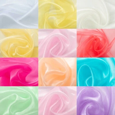 55''Wide By Yards Silk Organza Fabric Fluorescent For Wedding Dress Stage Crafts - Image 1 of 4