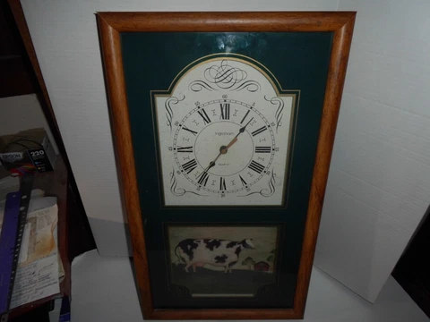 Vintage Ingraham Country Wall Clock, Quartz Movement, 24  Tall Cover