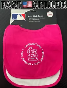 MLB St. Louis Cardinals Baby Bib 2 Pieces Gift Set, Pink/White - Picture 1 of 8