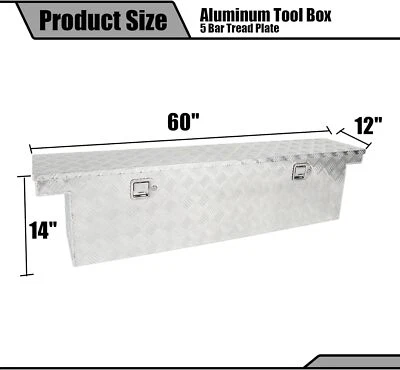 60"X12"X14" Pickup Truck Trunk Bed Tool Box Underbody Trailer Storage + Lock - Imagem 1 de 4