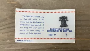 Vintage UAW metallo spilla bavero V-CAP Union Liberty Bell con scheda da esposizione USA - Foto 1 di 12