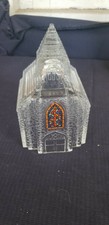 Vintage Heavy Pressed Glass Church Figure or Light Cover Look