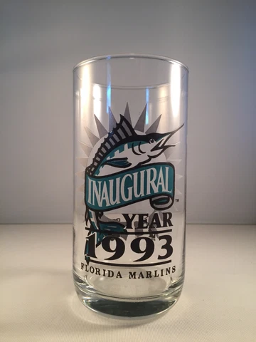 Vintage MLB Florida Marlins Inaugural Year 1993 Drinking Glass Chevron Cover