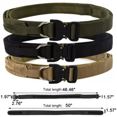 Tactical Quick Release Battle Belt 2 Layer MOLLE Heavy Duty Metal Buckle Belt - Image 1 of 4