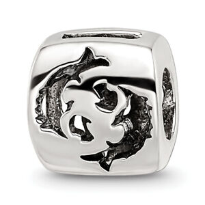 Silver Reflections Pisces Zodiac Antiqued Bead QRS467