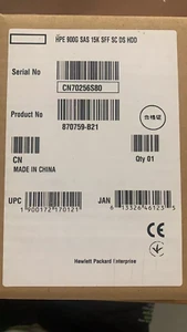 870759-B21 870795-001 HPE 900GB SAS 12G 15K SFF SC DS HDD Hard Drive - Picture 1 of 5