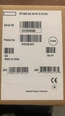 870759-B21 870795-001 HPE 900GB SAS 12G 15K SFF SC DS HDD Hard Drive - Image 1 of 4