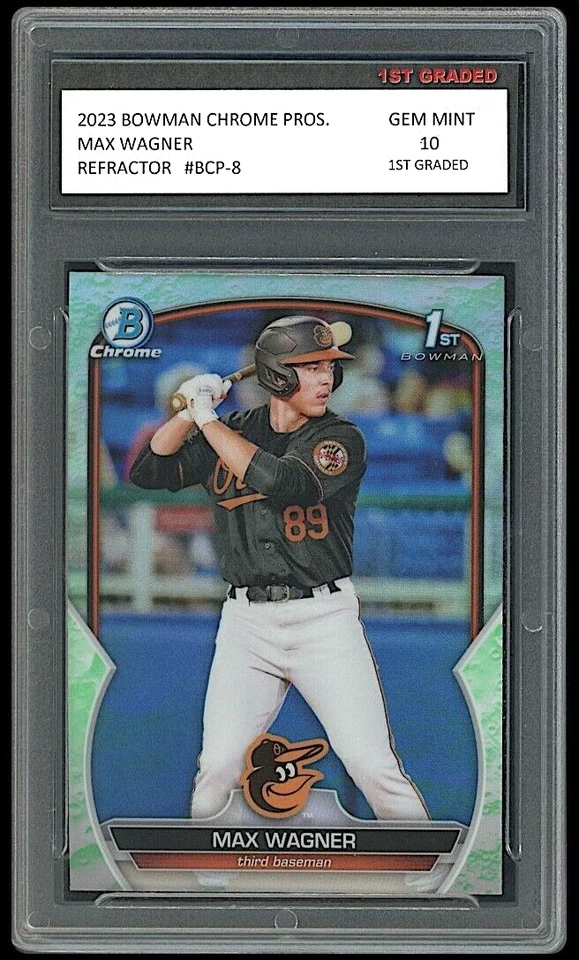 Max Wagner 2024 Bowman Chrome Pros. Refractor 1st Graded 10 Rookie Card - Image 1 of 1