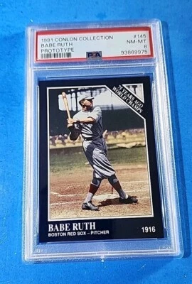 1991 CONLON COLLECTION #145 BABE RUTH Prototype PSA 8 NM-MINT HOF  - Image 1 of 2
