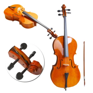 4/4 Full Size Natural BassWood Cello Set with Bag+Bow+Bridge+Rosin - Picture 1 of 8
