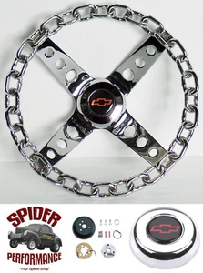 1982-1994 S-10 Blazer S-10 pickup steering wheel RED BOWTIE 11" CHROME CHAIN - Picture 1 of 10