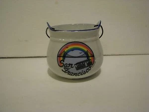 Souvenir Small 2 1/2 INCH TALL KETTLE Bowl WITH METAL HANDLE SAN FRANCISCO - Picture 1 of 3