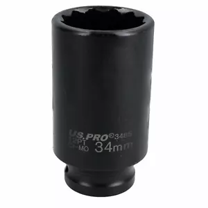 34mm Metric 1/2” Drive Deep Rear Hub Axle Nut Socket 12 Sided Bi-Hex - Picture 1 of 4