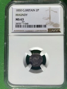 1850 Great Britain 2 Pence, NGC MS 63, Maundy  - Picture 1 of 2