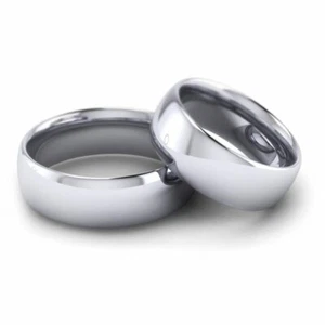 MTERO Tungsten Carbide 8mm (5/16in) High Polish Domed Comfort Wedding Band Ring - Picture 1 of 3
