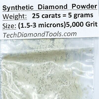 TechDiamondTools Diamond Powder 5,000 Grit 1.5-3 Microns - 25cts = 5 Grams • 14.99$