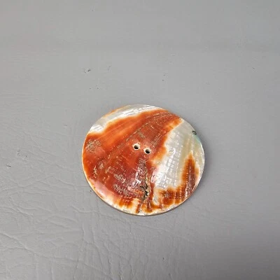 Vintage 3" Carved Shell Button Smokey Oyster Pearl Rainbow - Image 1 of 3