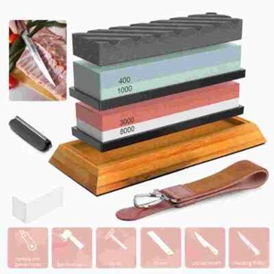 Knife Sharpening Stone Set Professional Whetstone 4 Side Grit 3000/8000 - Picture 1 of 11